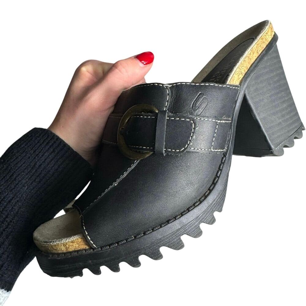 Vintage Y2K 90s Chunky Grunge Skechers Leather Heel Sandals Size 7 - Picture 6 of 8